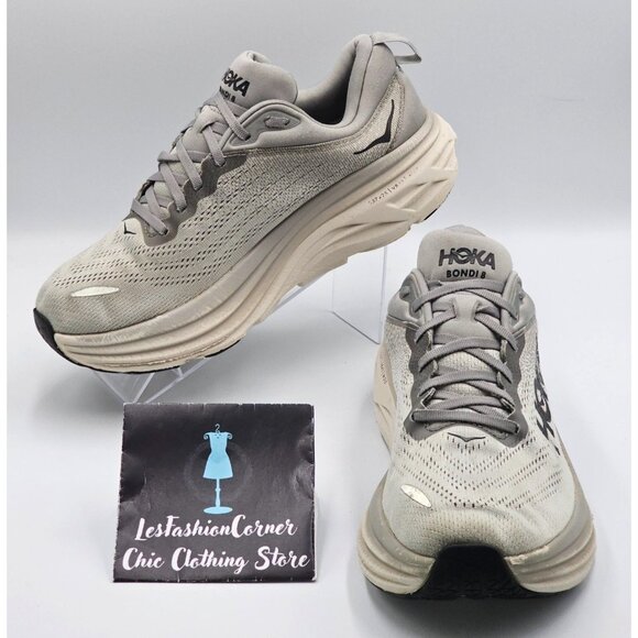 Hoka One One Men's Light Gray  Bondi 8 Athletic Running Shoes Sz 10D 2812 - Picture 1 of 16
